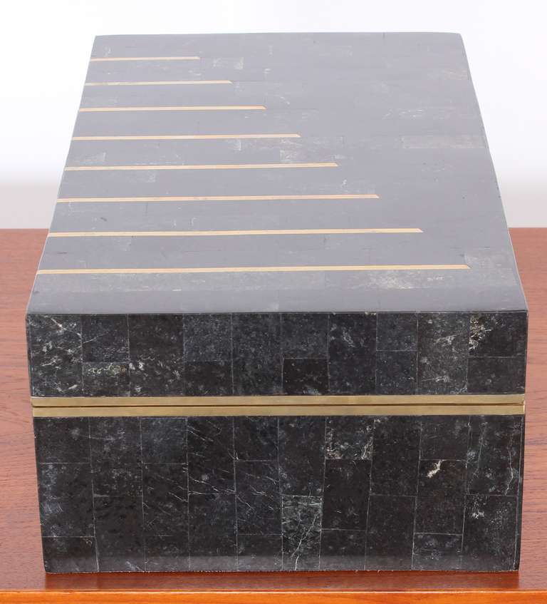 Maitland Smith Tessellated Marble and Brass Inlaid Box 3