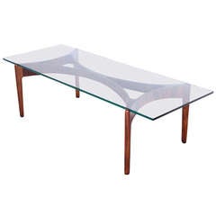 Sven Elleckaer Danish Rosewood and Glass Cocktail Table