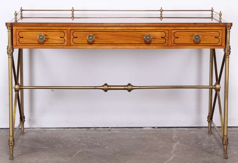 American Kittinger Neoclassical Rosewood and Brass Desk, 1940