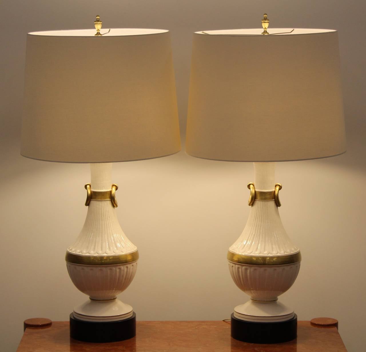 Unknown Hollywood Regency Chapman Style Classical Italian Pottery Lamps, 1960