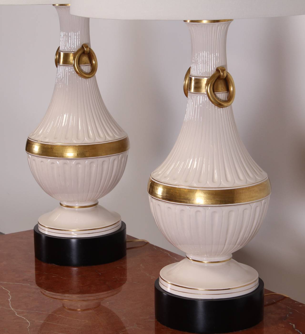 Hollywood Regency Chapman Style Classical Italian Pottery Lamps, 1960 1