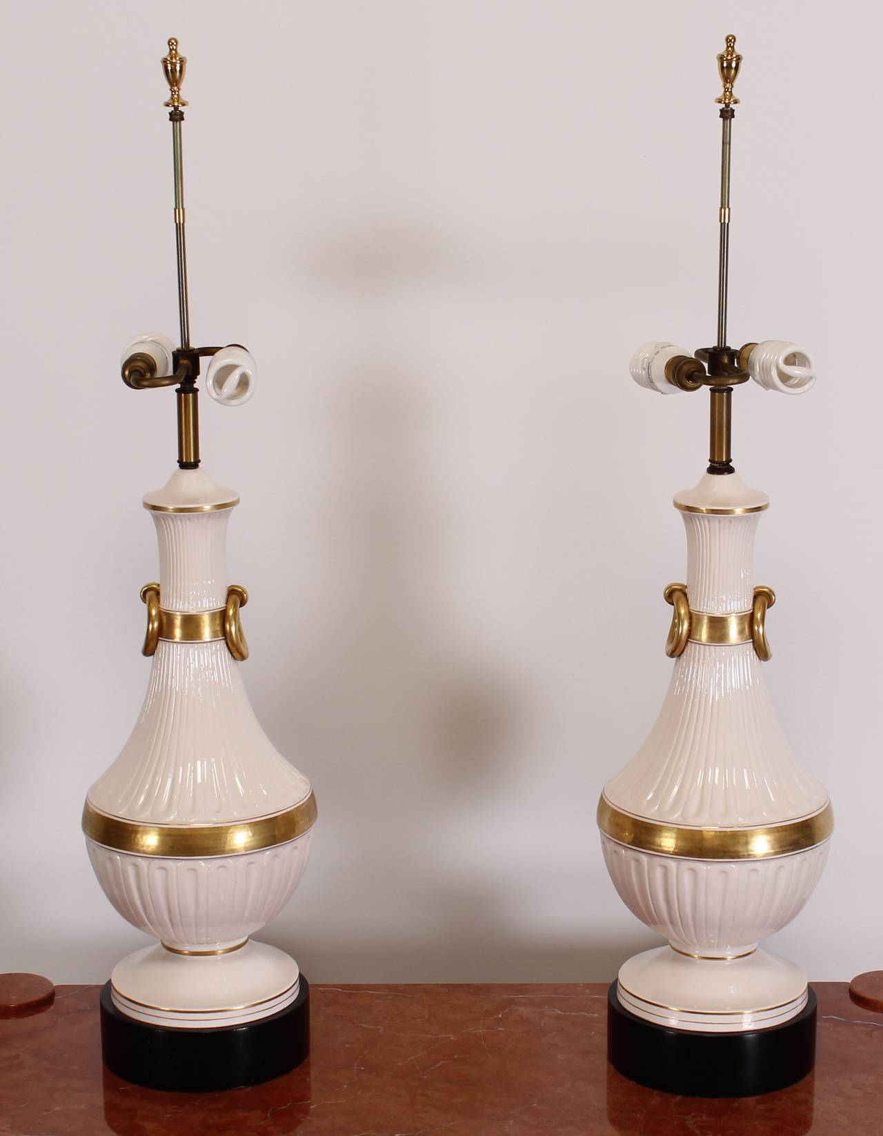 Hollywood Regency Chapman Style Classical Italian Pottery Lamps, 1960 2