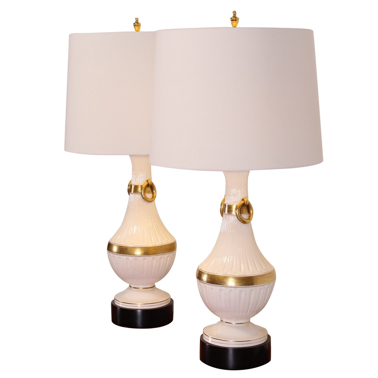 Hollywood Regency Chapman Style Classical Italian Pottery Lamps, 1960