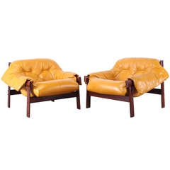 Pair of Percival Lafer Leather Chairs, 1960