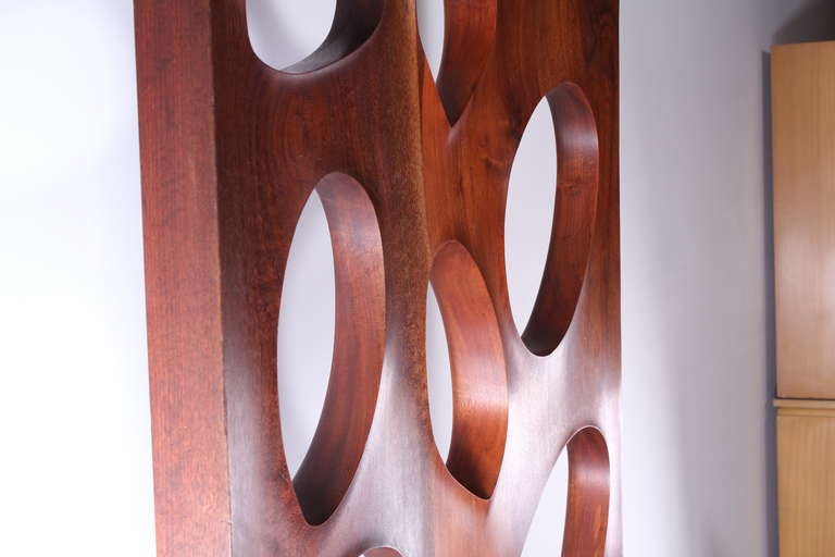 Metal Beautiful Walnut Room Divider or Wall Installation by Harry Lookofsky, 1970
