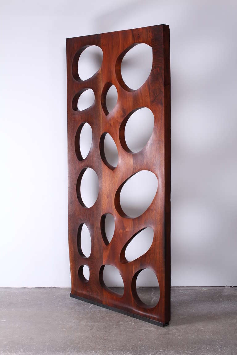 Beautiful Walnut Room Divider or Wall Installation by Harry Lookofsky, 1970 2