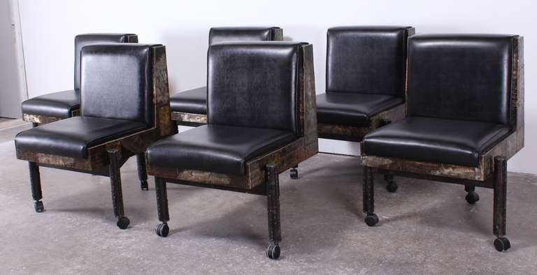 Mid-Century Modern Set of Six Paul Evans Patchwork Dining Chairs, 1967