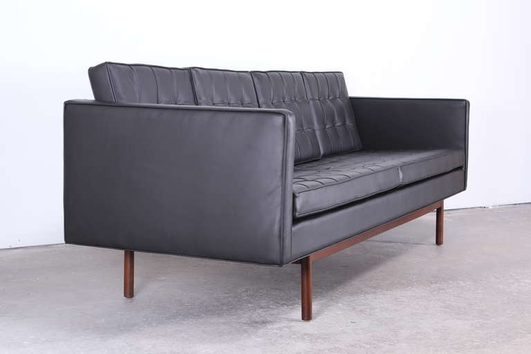 Milo Baughman for Thayer Coggin Black Leather Danish Style Sofa 2