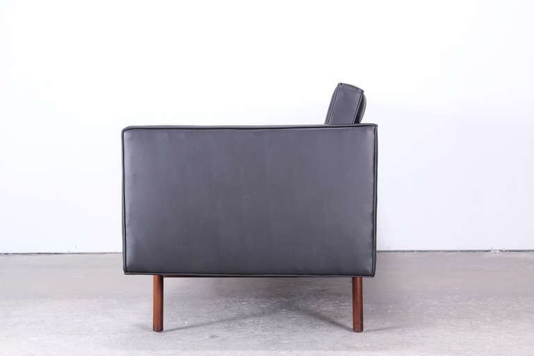 American Milo Baughman for Thayer Coggin Black Leather Danish Style Sofa