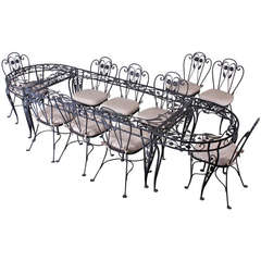 Excellent 13-Piece Wrought Iron Patio Set by Salterini