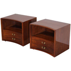 Paul Frankl Side Tables with Brass Buckle Pulls