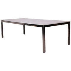 Large Knoll Style Stainless Steel and Marble Dining Table