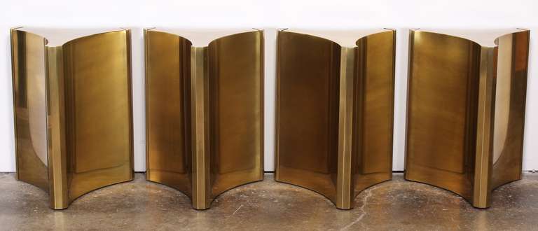 Mid-Century Modern Four Brass Pedestal Table Bases by Mastercraft