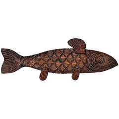 Vintage Large Carved Wood Fish Wall Hanging by Witco for Aztec Furniture Group