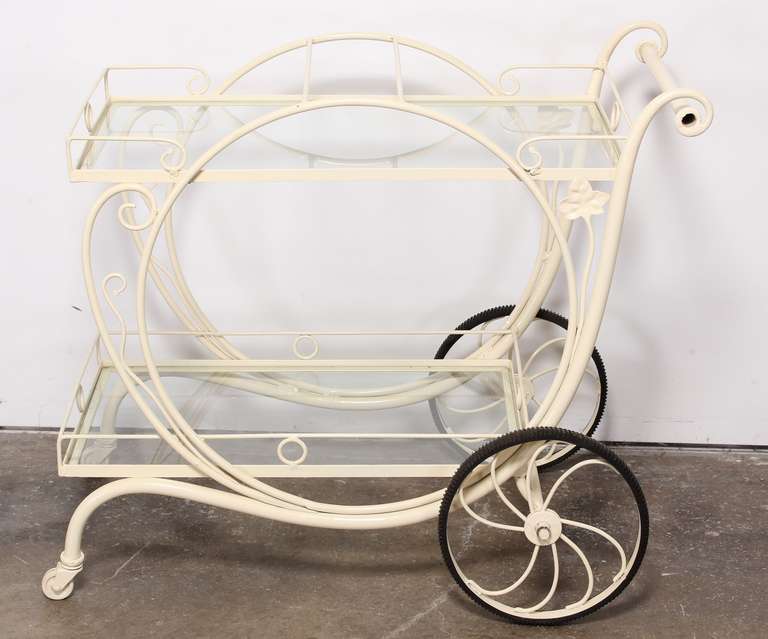 Mid-Century Modern Wrought Iron Tea Cart by Salterini
