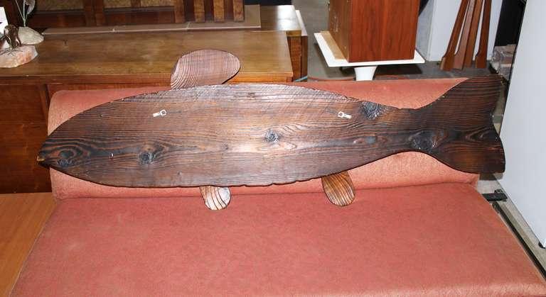 Mid-Century Modern Large Carved Wood Fish Wall Hanging by Witco for Aztec Furniture Group