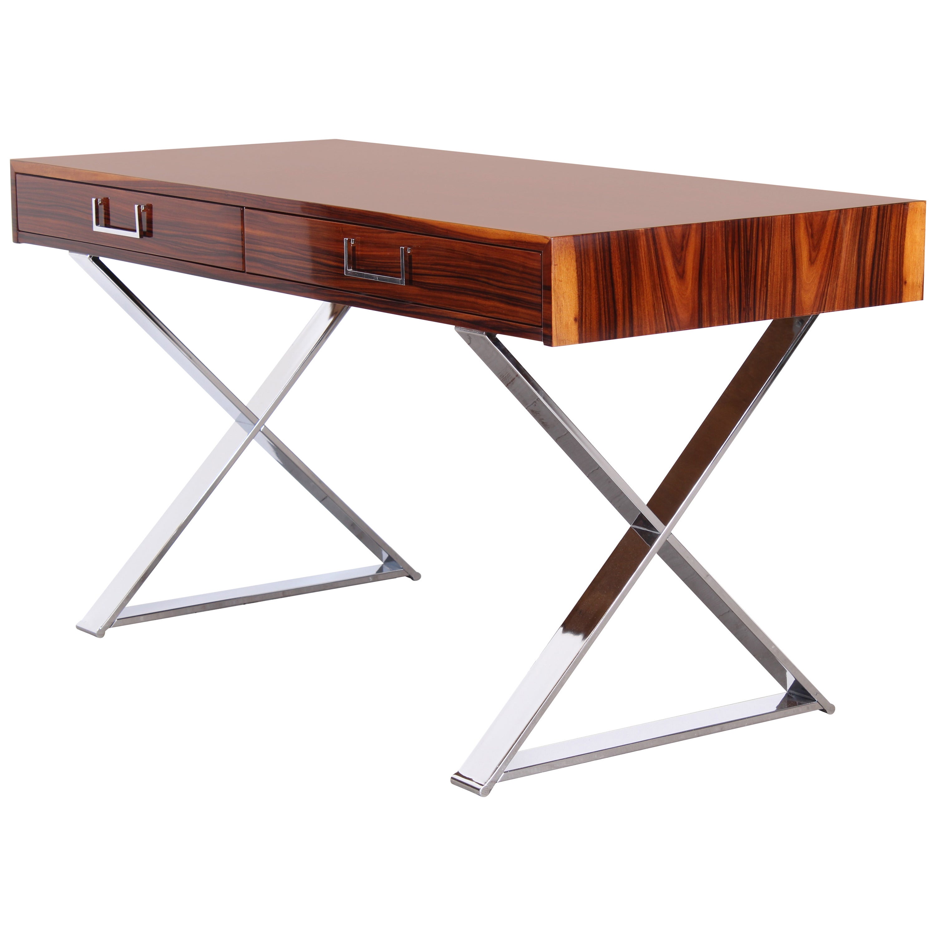 Rosewood and Chrome Desk by Milo Baughman