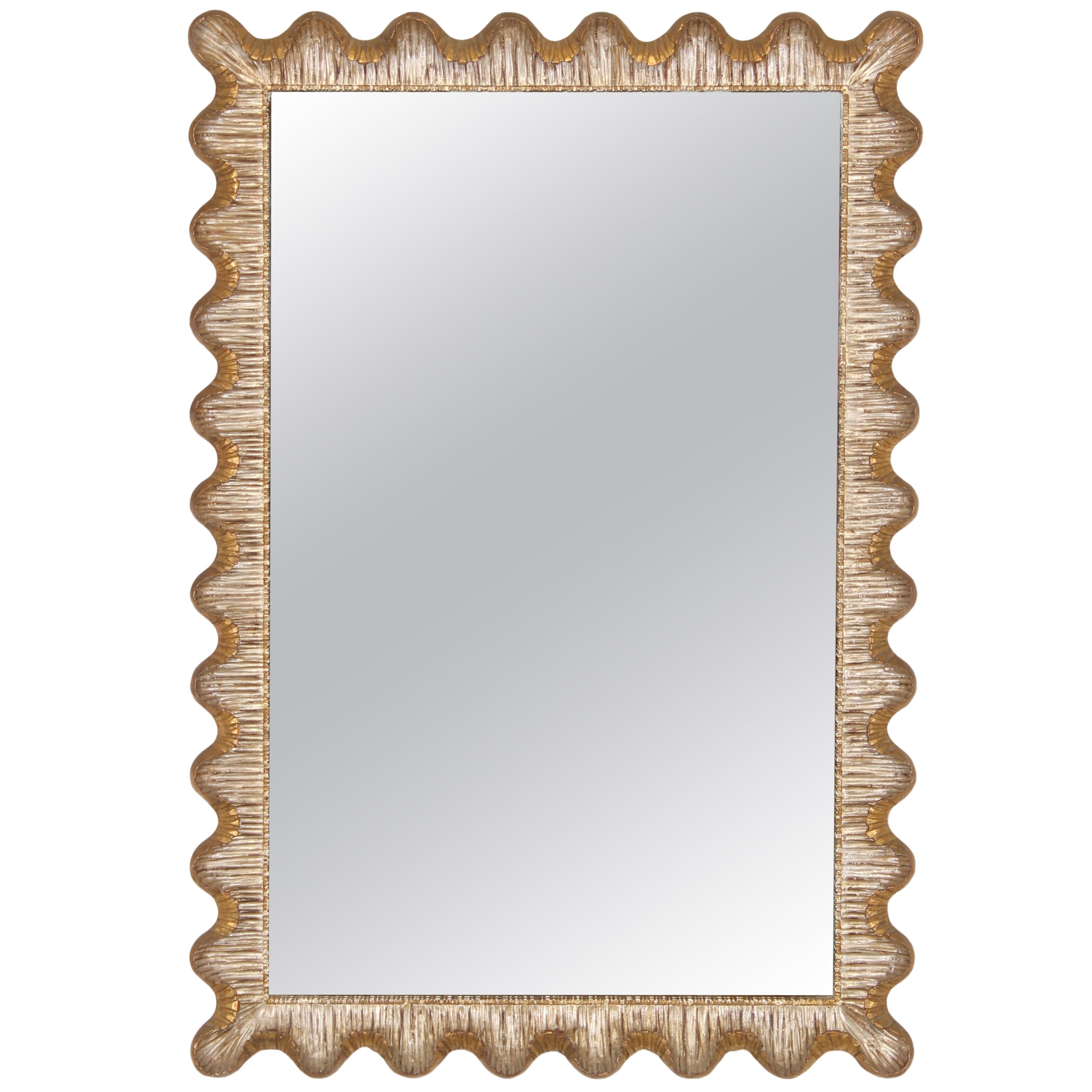 Italian Scalloped Silver and Gold Gilt Frame Friedman Brothers Mirror