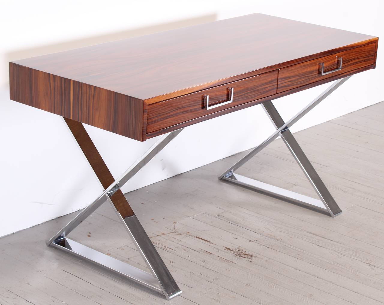 Mid-Century Modern Rosewood and Chrome Desk by Milo Baughman