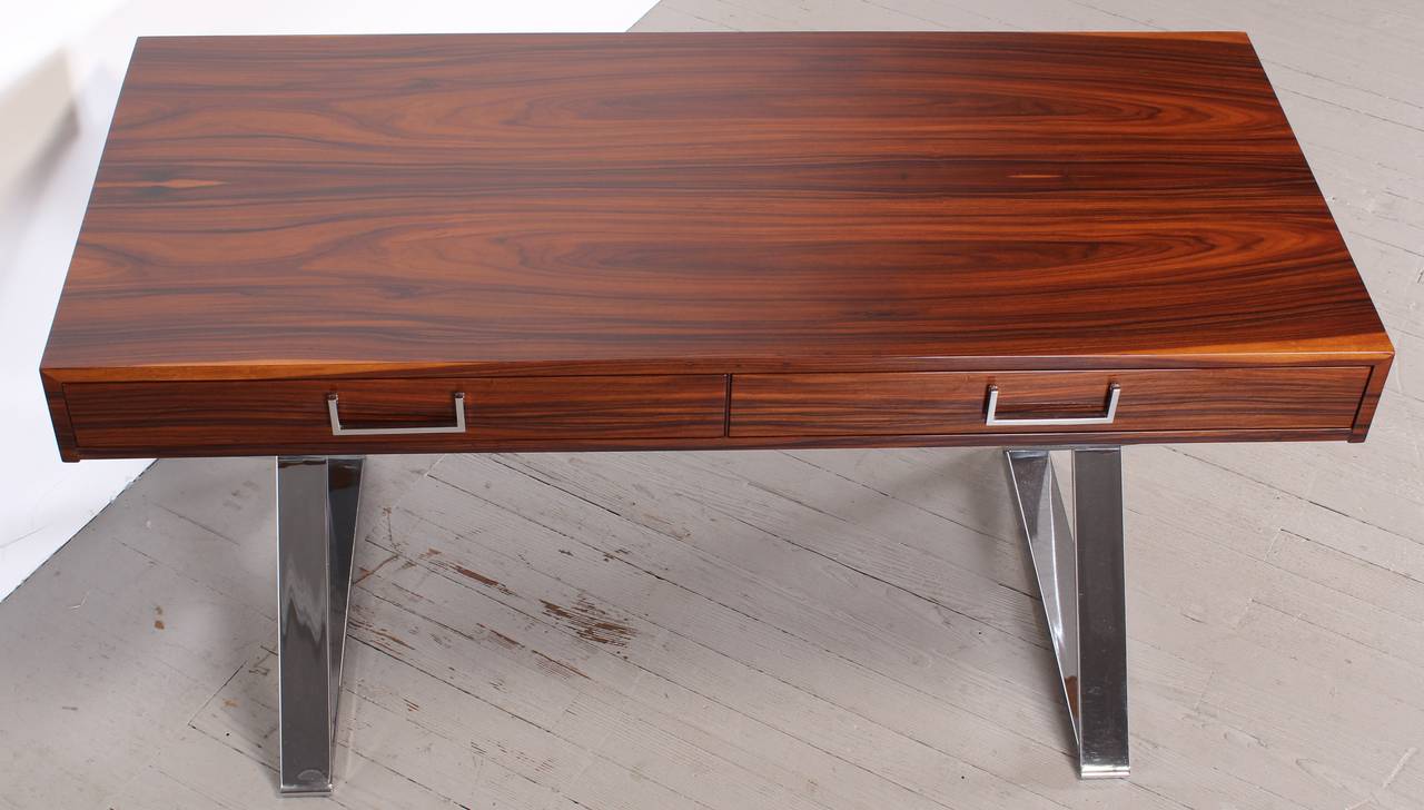Rosewood and Chrome Desk by Milo Baughman 2