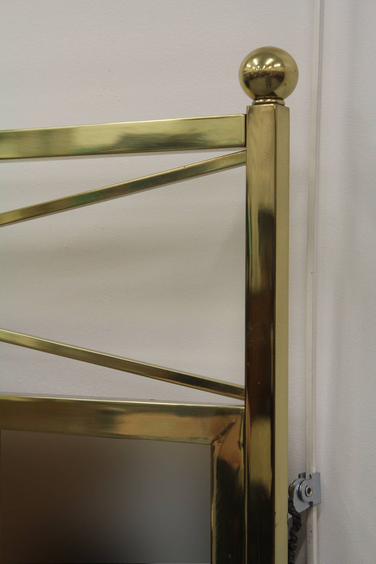 Polished Neoclassical Brass Mirror by Baker, 1970