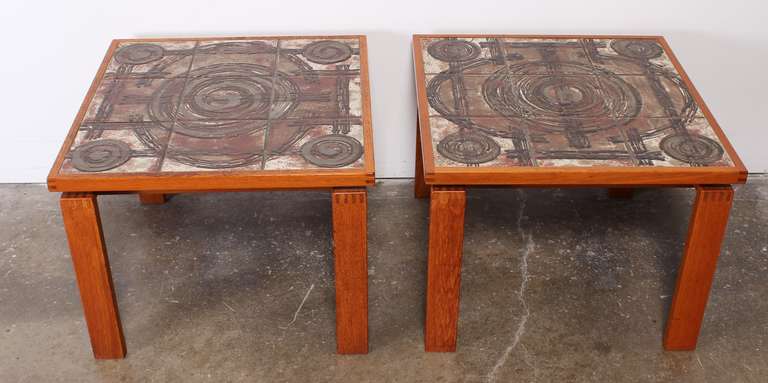 Pair of Danish Tile End Tables by Ox-Art