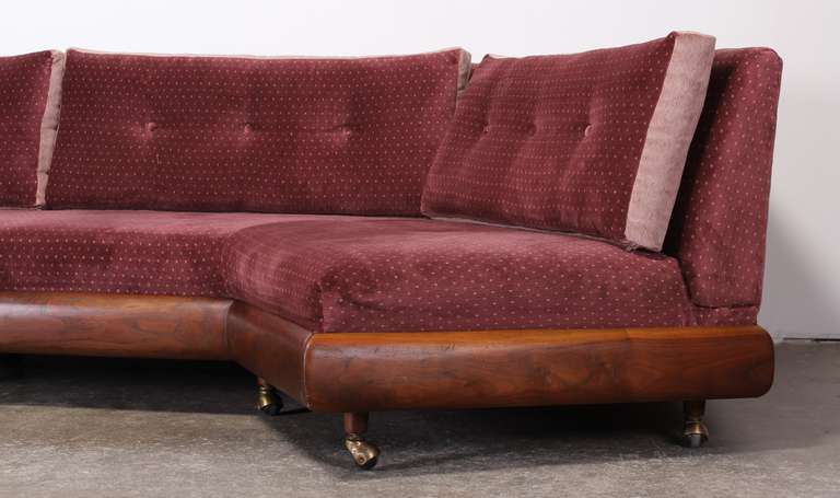 Mid-Century Modern Walnut Boomerang Sofa by Adrian Pearsall, 1960