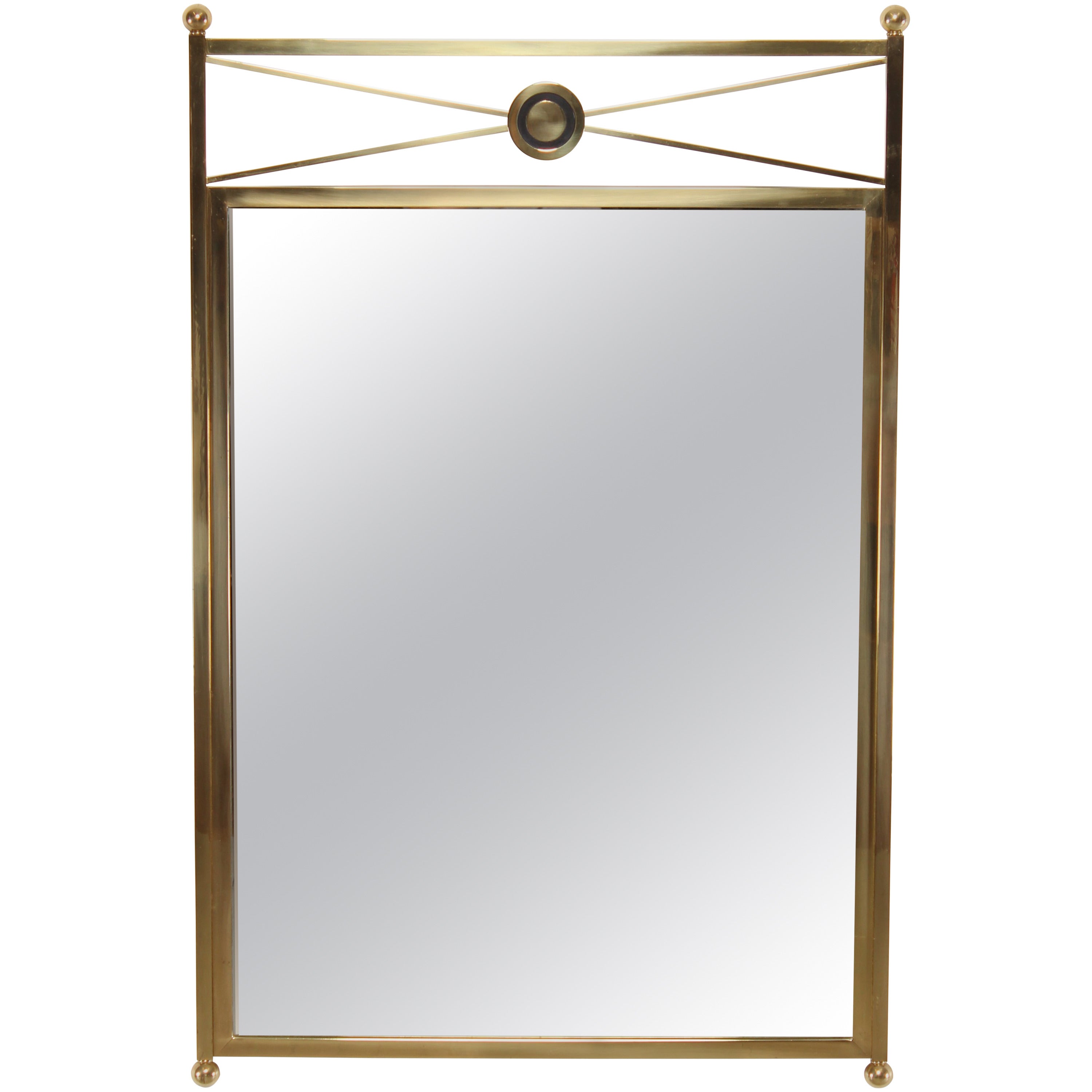 Neoclassical Brass Mirror by Baker, 1970