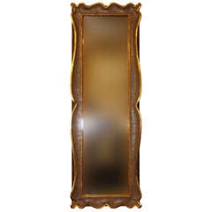 Modernist Hand Carved Gold Leaf Mirror Signed S. Corneal 59