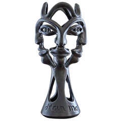Jean Cocteau Gunmetal Ceramic Sculpture Signed Jean Marais