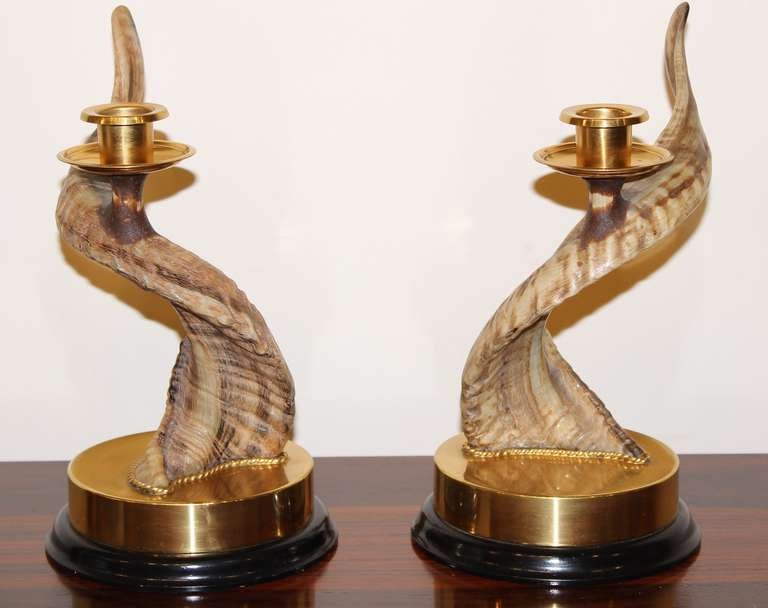 Anthony Redmile London Horn Candlesticks In Excellent Condition In Hamburg, PA