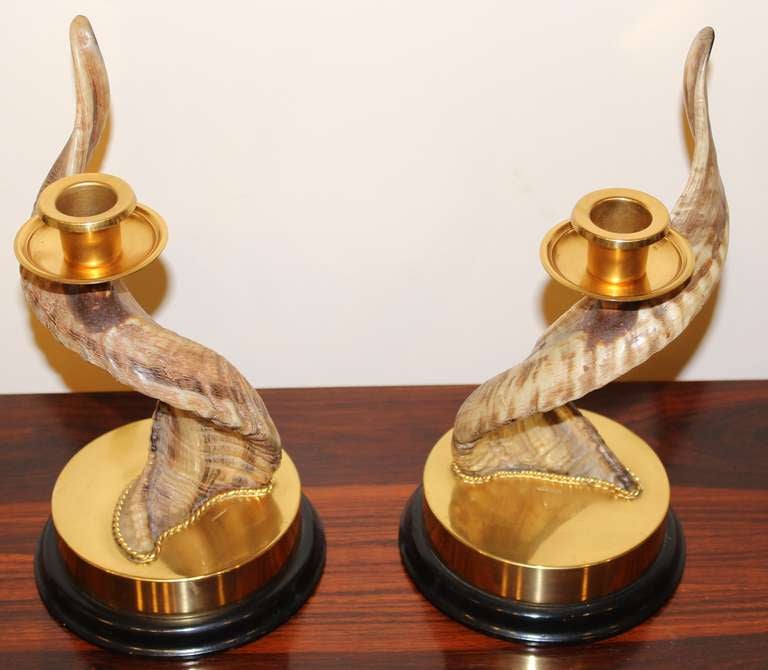 English Anthony Redmile London Horn Candlesticks