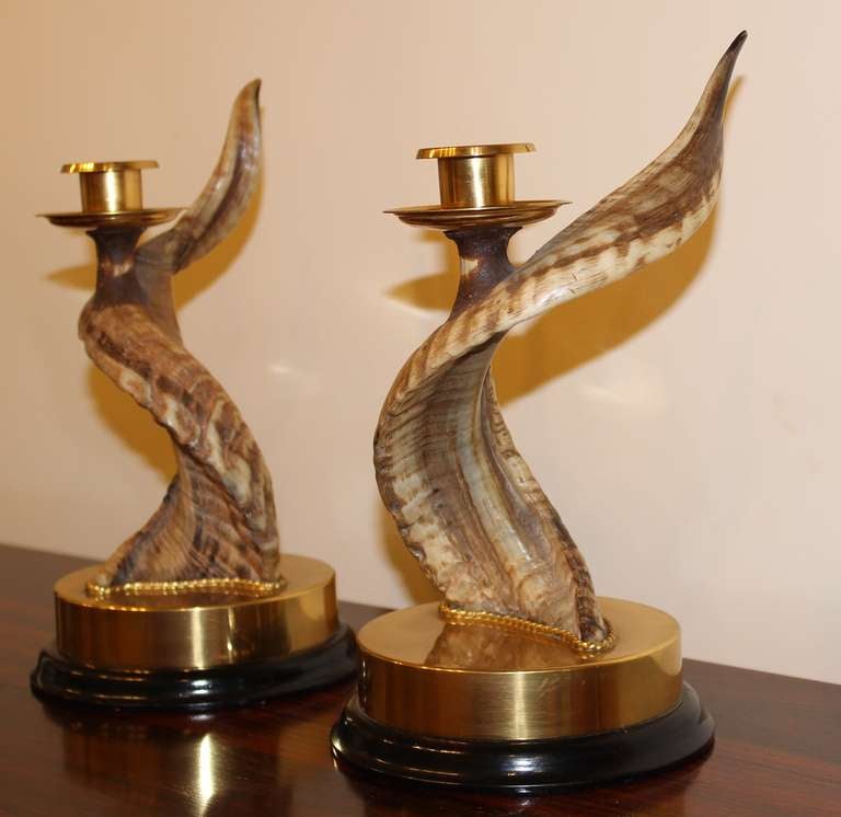 Late 20th Century Anthony Redmile London Horn Candlesticks
