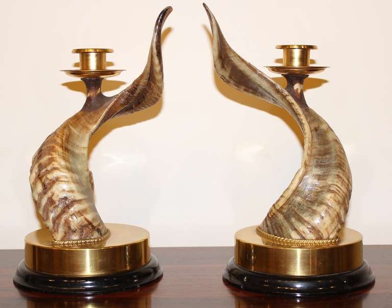 Mid-Century Modern Anthony Redmile London Horn Candlesticks