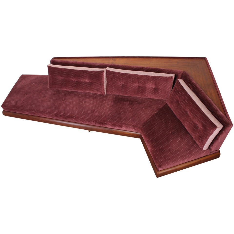 Walnut Boomerang Sofa by Adrian Pearsall, 1960