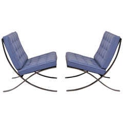 Custom Leather Knoll Barcelona Chairs by Ludwig Mies van der Rohe