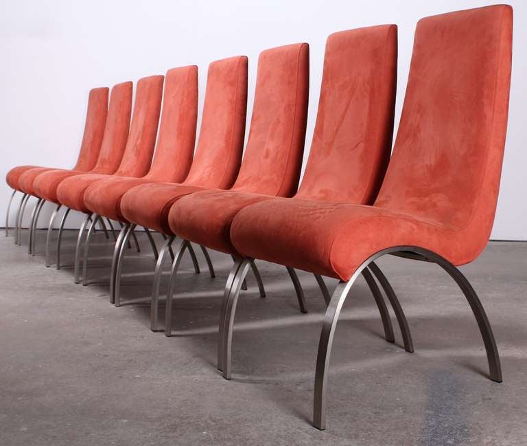 Satz von 8 Stahlstühlen im Kagen-Stil von Elite