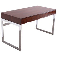 Chic Rosewood and Chrome Base Desk by Milo Baughman, 1970