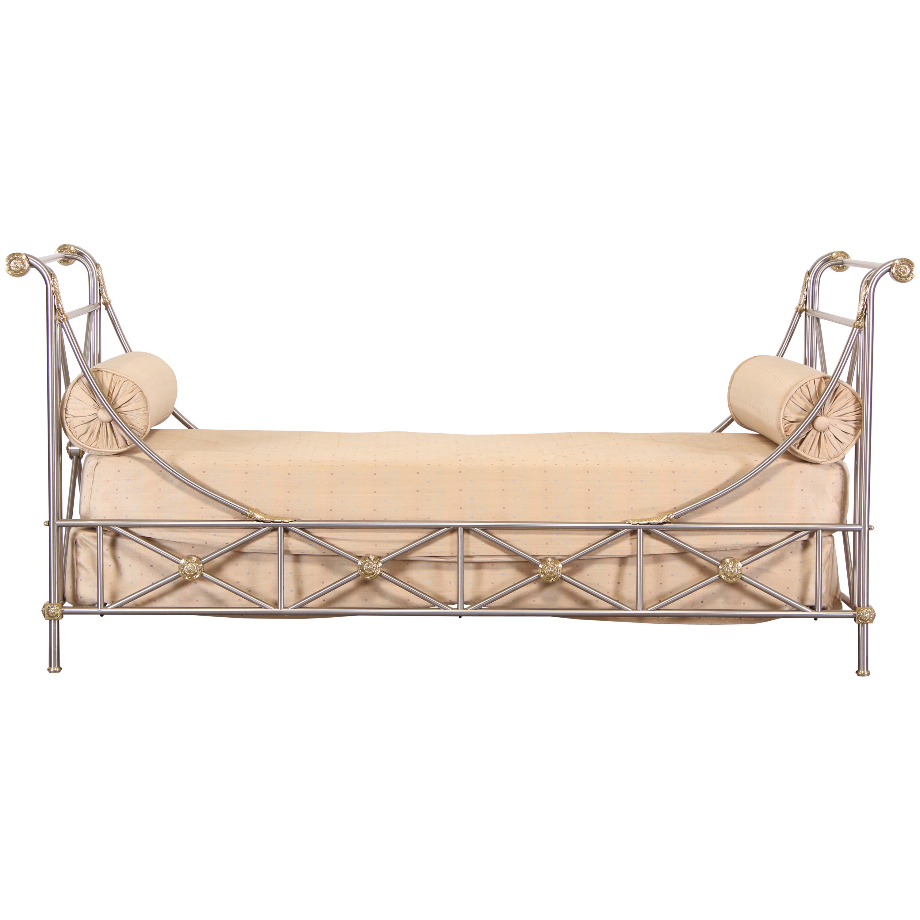 Maison Jansen Italian Style Steel and Brass Daybed, 1980