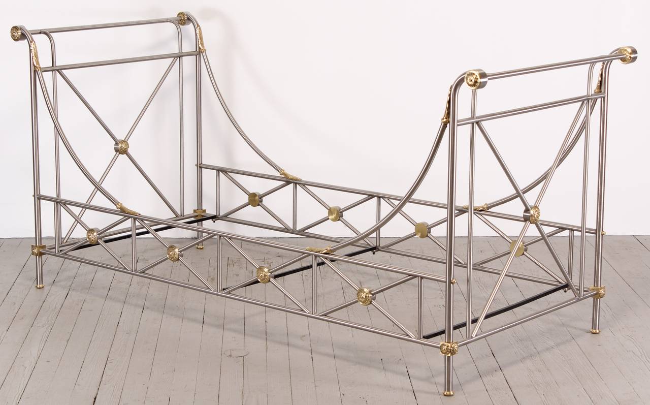 20th Century Maison Jansen Italian Style Steel and Brass Daybed, 1980