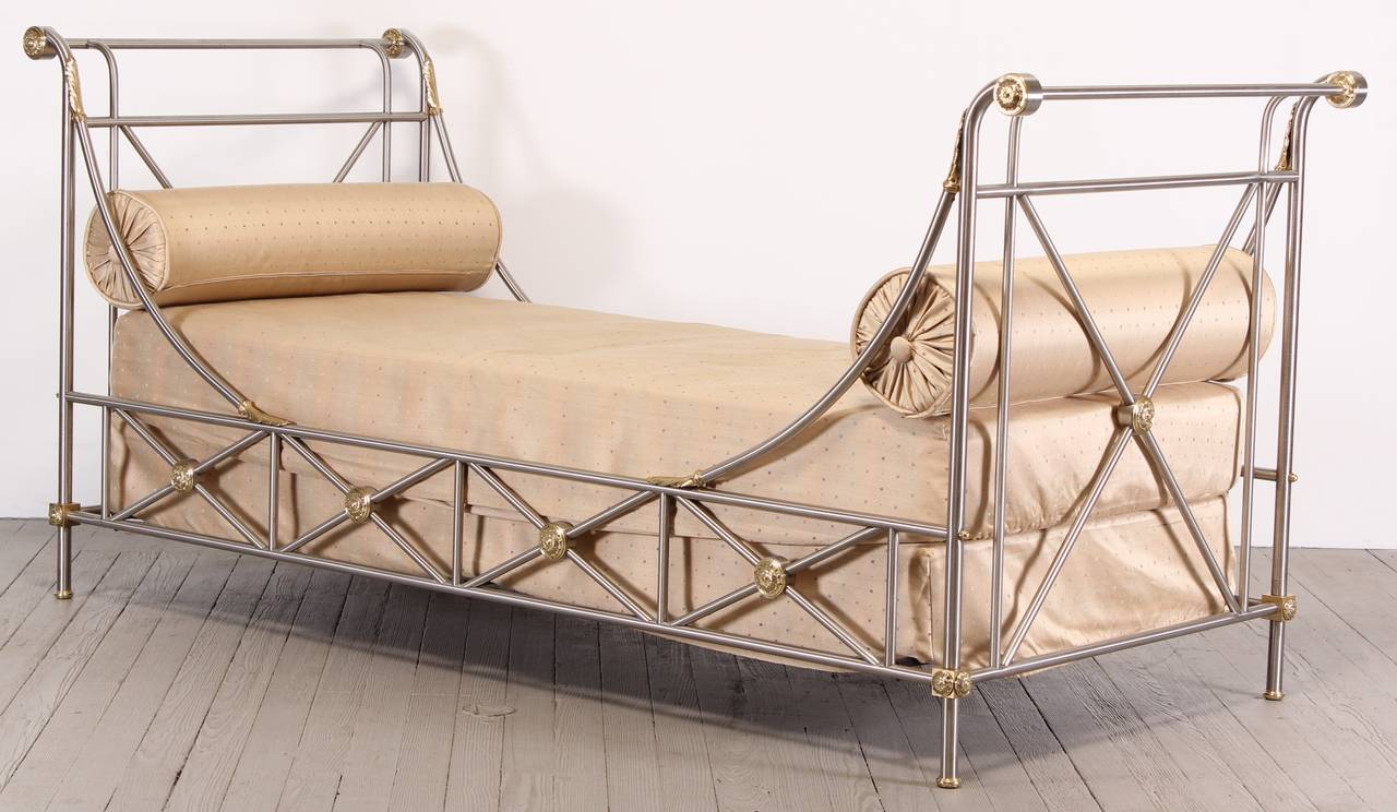 Maison Jansen Italian Style Steel and Brass Daybed, 1980 1