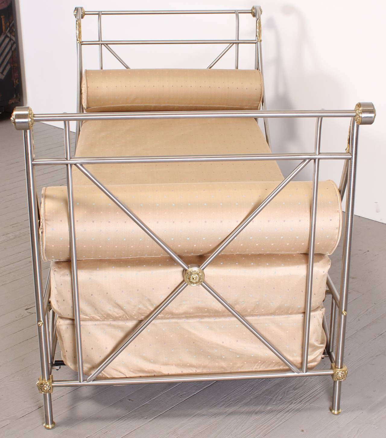 Maison Jansen Italian Style Steel and Brass Daybed, 1980 2