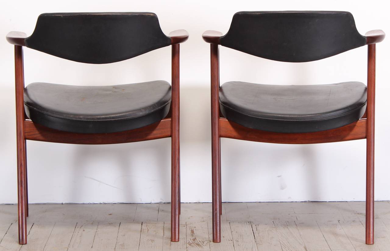 Leather Set of Eight Erik Kirkegaard Dining Chairs for Illums Bolighus