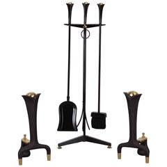 Pair of Andirons and Tools Designed by Donald Deskey for Bennett Co., 1950 4