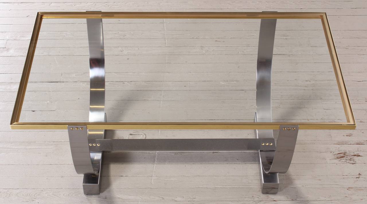 Bronze Donald Deskey Polished Steel Console Table for Deskey-Vollmer, Inc., 1927-1931