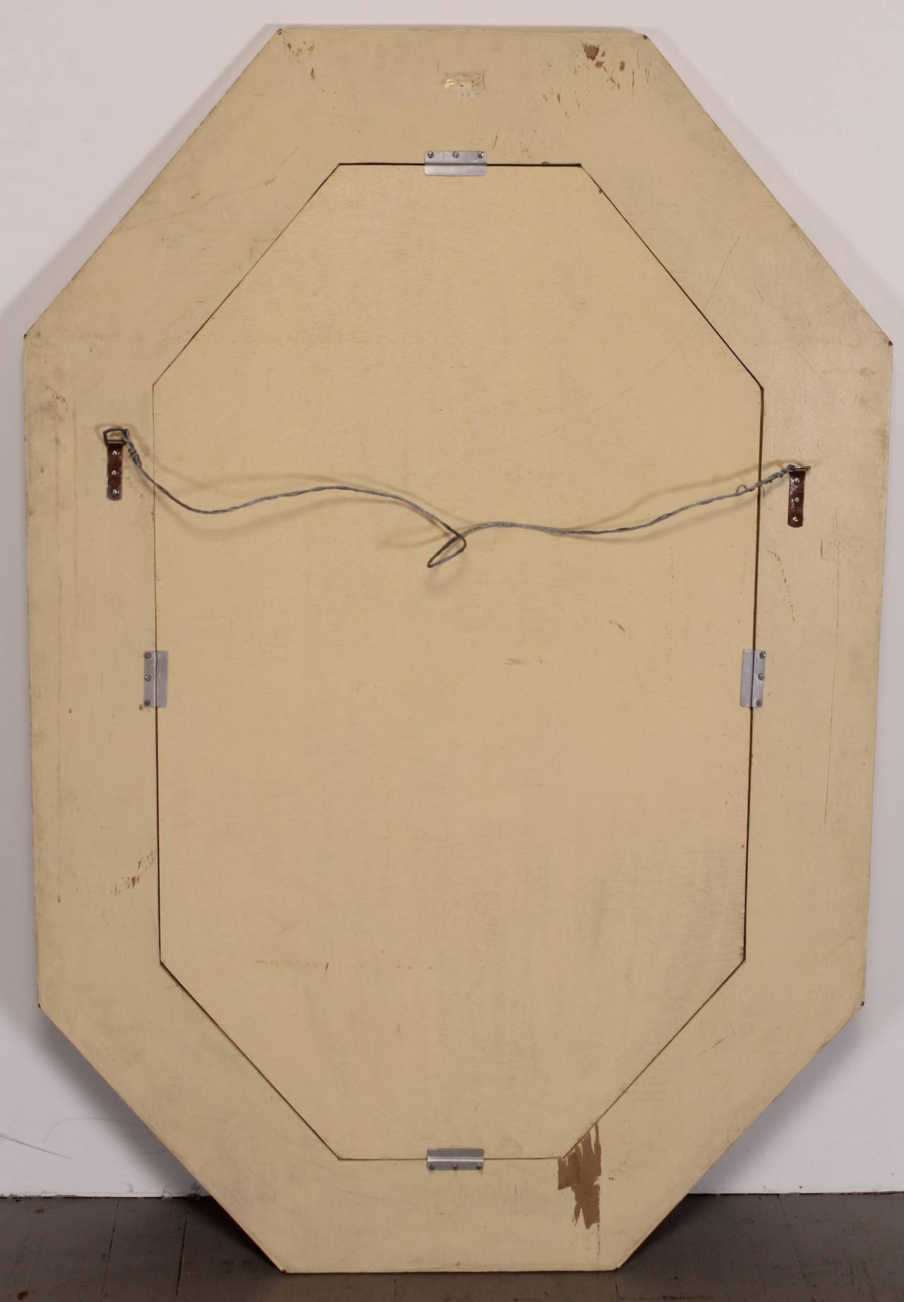 Unknown Casa Bique Octagonal Tessellated Coral and Brass Mirror, 1980