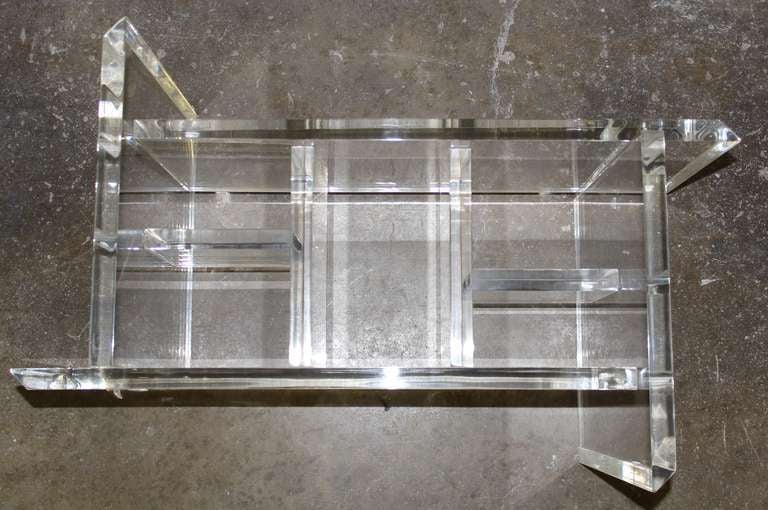 Glass Mid Century Modern Geometric Lucite Cocktail Table, 1970