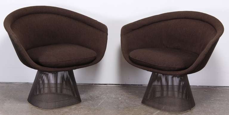 Pair of Warren Platner Bronze Lounge Chairs for Knoll, 1971