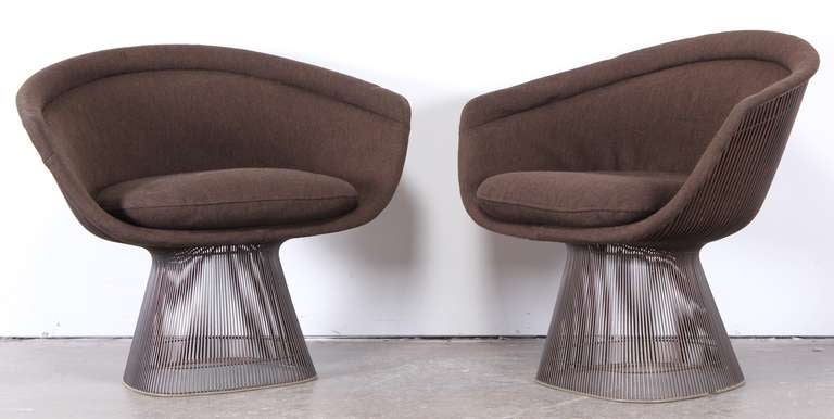 Mid-Century Modern Pair of Warren Platner Bronze Lounge Chairs for Knoll, 1971
