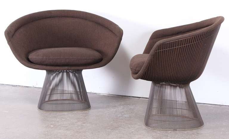 American Pair of Warren Platner Bronze Lounge Chairs for Knoll, 1971